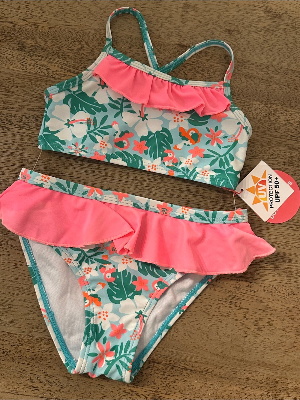 Dolphin love 2pc tropical bikini kids girls sz 2T Hawaiian print NEE w tag